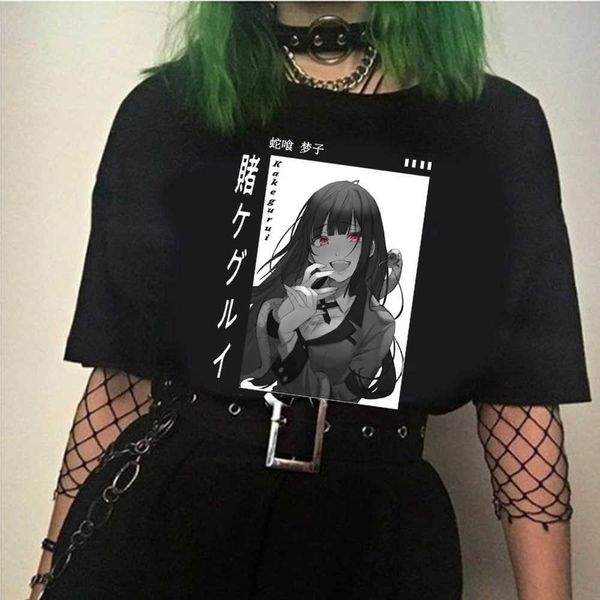 

men women t-shirt kakegurui tshirt yumeko jabami t-shirt crew neck fitted soft anime manga tee shirt x0621, White;black