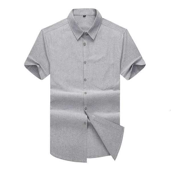 

new plus men wearing short sleeve solid formal gray business male fashion shirt 2021 size big button 5xl shirts zg6r, White;black