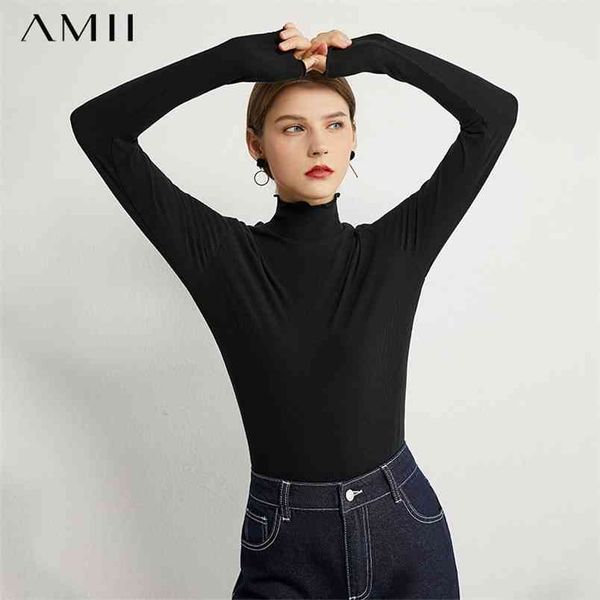 

minimalism autumn winter women's tshirt causal ruffle solid slim fit women pullover female sweater 1372 210527, White