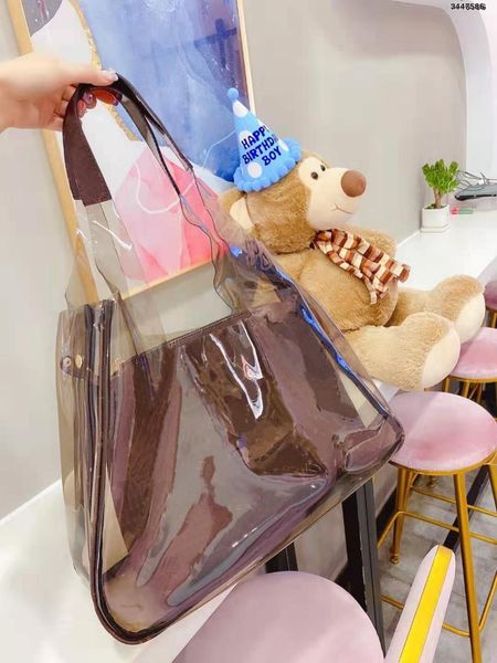 

2021 new transparent women's one shoulder bag two piece super large shopping bag