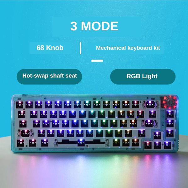 

keyboards swap diy kit customized three-mode wireless knob 680rgb mechanical keyboard bluetooth5.0 2.4g -swappable music rhythm