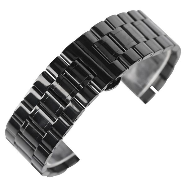 

watch bands yisuya butterfly buckle band men's black wrist strap 18/ 19/ 20 mm stainless steel replacement, Black;brown