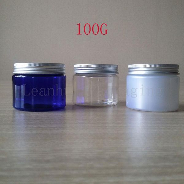 

plastic empty cream jars cosmetic packaging bottle silver aluminum cover, refillable makeup ,100g lotion cream containers