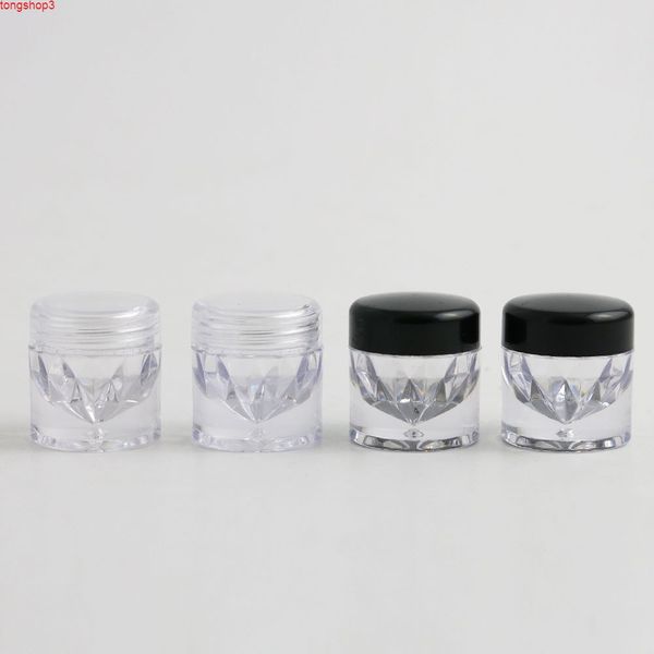 3G 3ml tragbarer Kunststoff als klare leere lose Pulvertopf Flasche Sift Cosmetic Makeup Jar Container mit schwarzer Klarkappe 50pcshightity