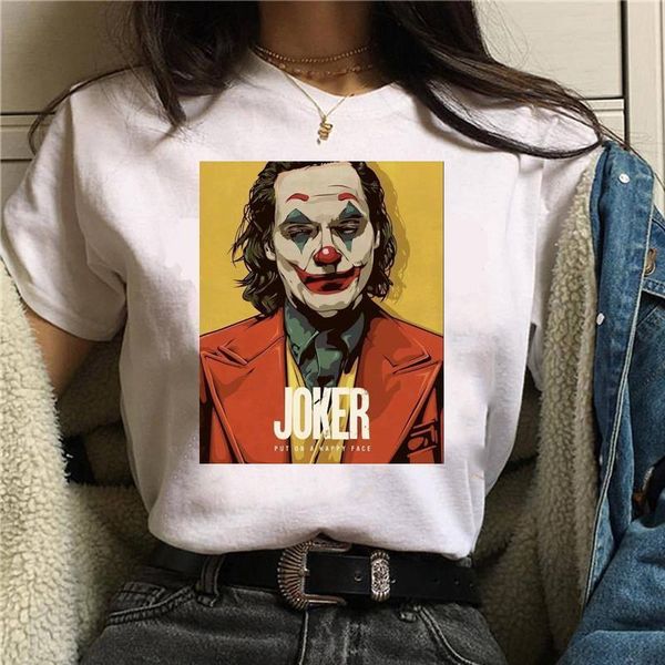 

joker 2021 joaquin phoenix women t shirt funny cartoon print vintage tshirt fashion t-shirt harajuku summer tee shirts, White