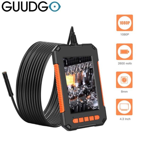 

guudgo 1080p hd borescope with screen professional inspection camera mini waterproof 2/5/10m cable snake camera