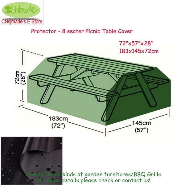 

chair covers protector 8 seater picnic table cover 183x145x72cm,waterproofed oxford fabric, black color, durable solid fabric good quality