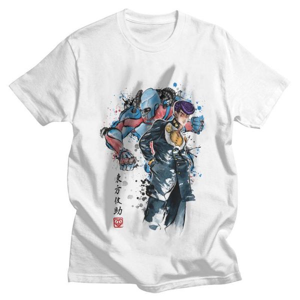 

men's t-shirts jojos bizarre adventure anime tshirt men leisure tees 100% cotton t shirt short sleeve restoration and regeneration t-sh, White;black
