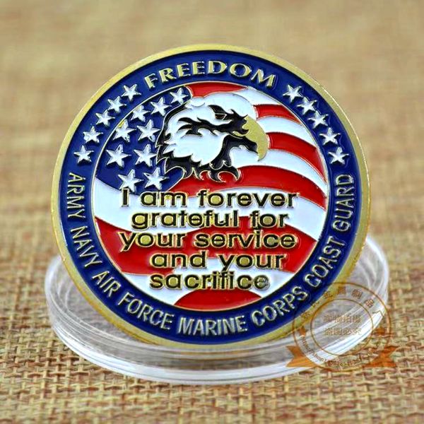 

50pcs non magnetic challenge coin usa army navy air force marine corps coast guard om eagle gold plated craft for collection