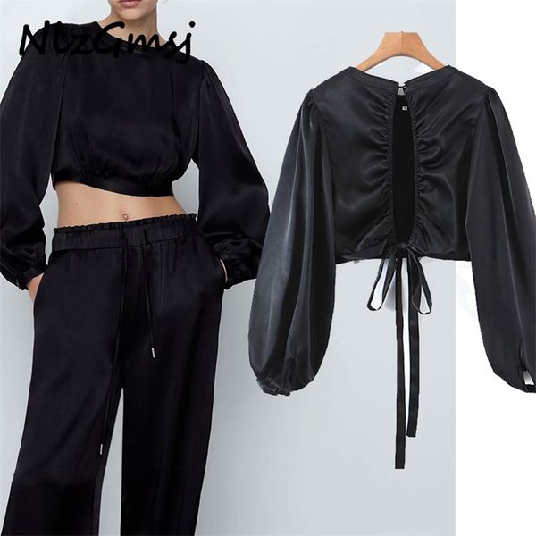 

blouse women halter o neck fashion 's long sleeve shirts hollow out spring chic 03 210628, White