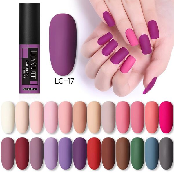 

nail gel lilycute matte effect uv polish purple serise autunm hybrid semi permanent soak off led art design varnish, Red;pink
