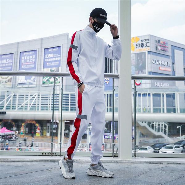 

running sets 2021 fashion tracksuit men`s sportswear jacket +pants 2pcs clothing set outweartraining track suit joggers sport, Black;blue