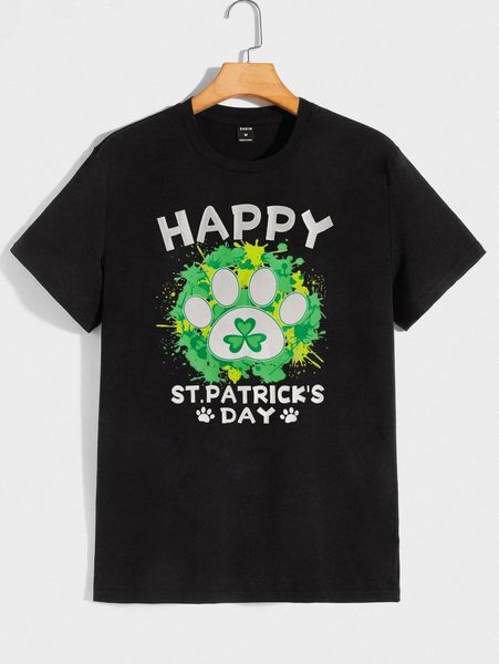 

men letter & cartoon graphic round neck tee y44i#, White;black