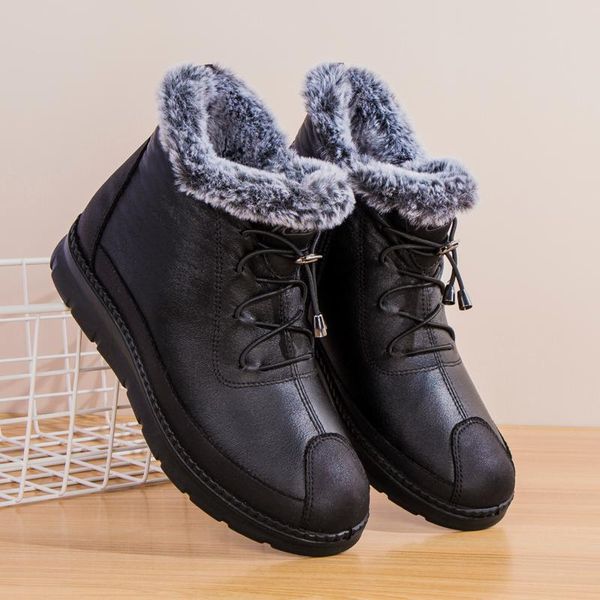 

boots women 2021 fashion waterproof snow for winter shoes casual lightweight ankle botas mujer warm, Black