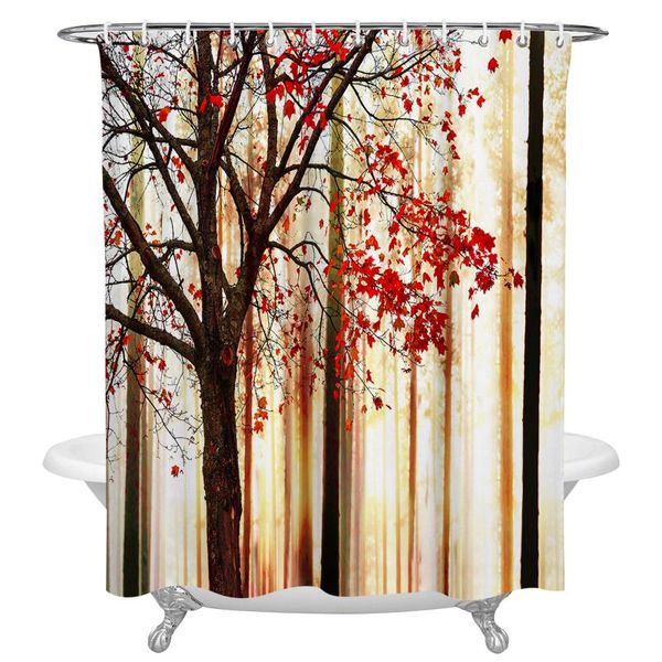 

shower curtains autumn abstract woodland fallen leaves curtain waterproof polyester fabric home decor with hook