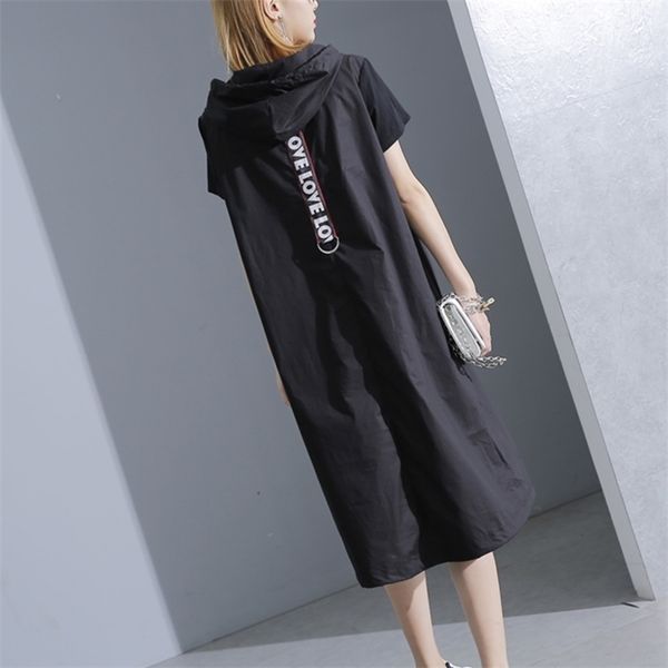 

xitao hoodie black midi 2021 women short sleeve plus size elegant womens clothing pullover a line party dress new ky428, Black;gray