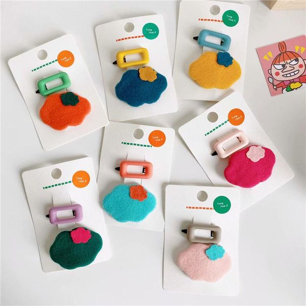 

hair accessories korean children's felt clouds square small hairpin bb clip set, Slivery;white