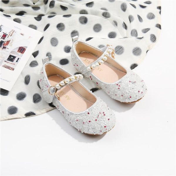 

2-11 years children rhinestone dresses casual shoes spring 2021 for girls leather shoes kids beads dance princess party female, Black;grey