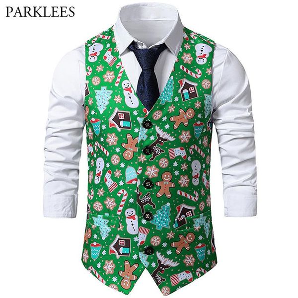 

men's vests green christmas vest men 2021 brand 3d xmas print mens waistcoat casual party holiday cosplay tuxedo gilet homme chaleco ho, Black;white