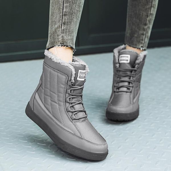 

boots women fashion casual mom shoes outdoor cotton-padded high womens snow, Black