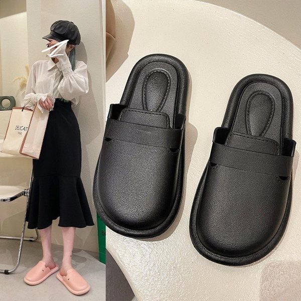 

slippers 2021 ladies plus size real cowhide home men's indoor women's luxury soft flat shoes, Black