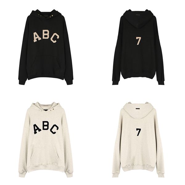 

abc letter hoodie american high street loose men's trendy hoodie, Black