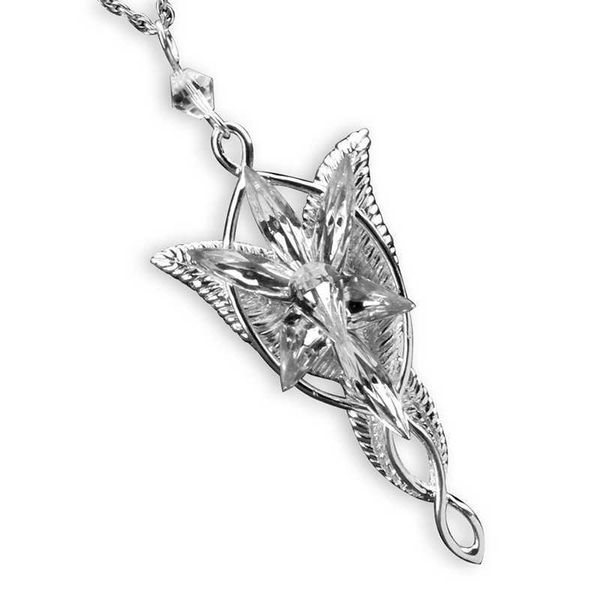 Prinzessin Halskette S925 Splitter LOTR Arwen Evenstar 7 Kristalle Anhänger Twilight Star Frauen Schmuck Jahrestagsgeschenk