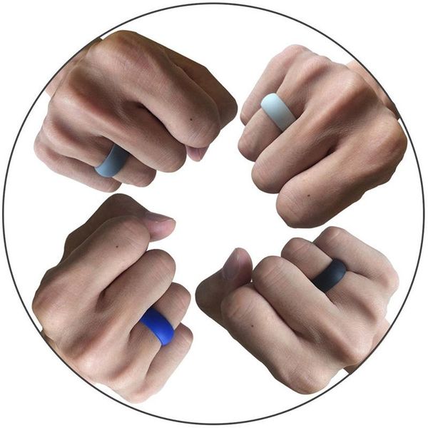 

wedding rings 3pcs/ set men women ring silicone rubber sport gym fashion jewelry bands engagement trendy 7mm, Slivery;golden