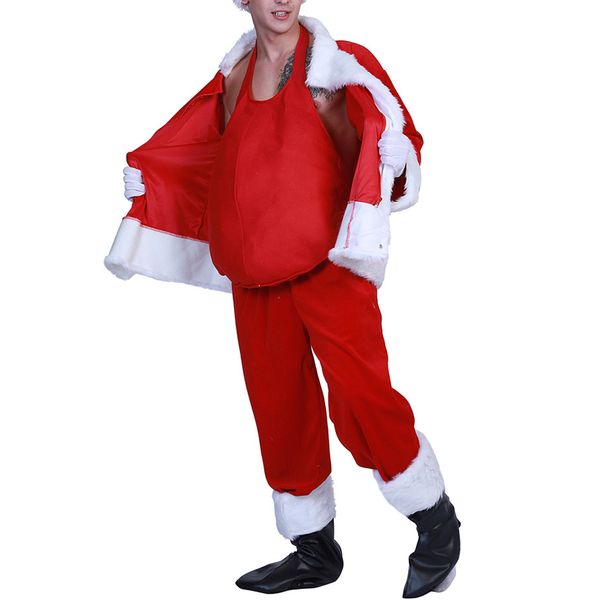 

fake padded belly christmas dress-up stage costume prop fake beer pregnancy belly for santa claus bump red, Red;black