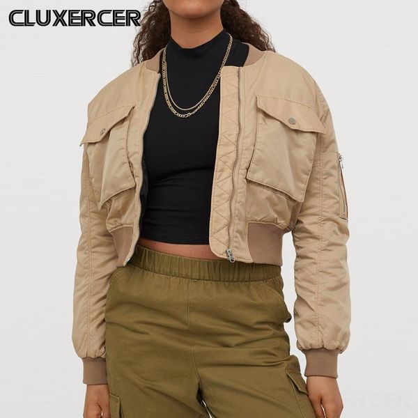 

women's jackets autumn winter short bomber coat women solid casual loose baseball jacket female chaqueta mujer, Black;brown