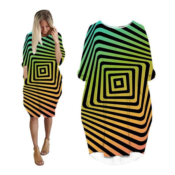 

casual dresses midi dress shirts woman abstract vertigo 3d printed harajuku long sleeve womens batwing pocket plus size hip hop clothes, Black;gray