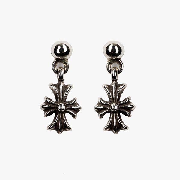 

studs earrings small cross flower pendant s925 silver punk tiny e, Golden;silver