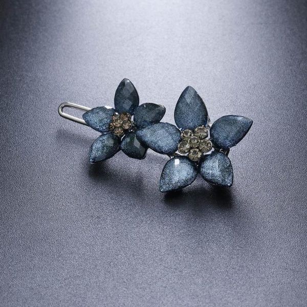 

hair accessories vintage metal blue pink crystal flower floral hairpins barrettes for women girls plant clips pins gifts