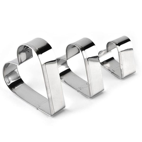 

baking moulds 3 sizes heart shape cookies cutters fondant cake decorating tools basic biscuit molds accessories stainless steel
