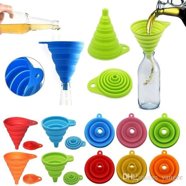 Silicone portátil funil dobrável colanders mini dispensação de óleo cozinha cozinha cozinhar ferramentas suprimentos zga2801