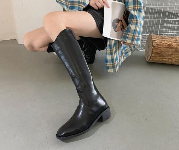

boots children's spring and autumn 2021 all-match knee-length pointed toe british style fashion casual high, Black