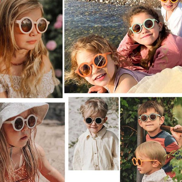 

summer sun protection fashion children sunglasses round frame baby anti ultraviolet, Blue