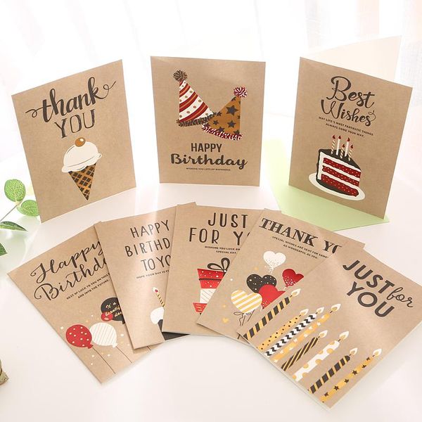 

greeting cards 8pcs/set vintage birthday business kraft happy gift message party