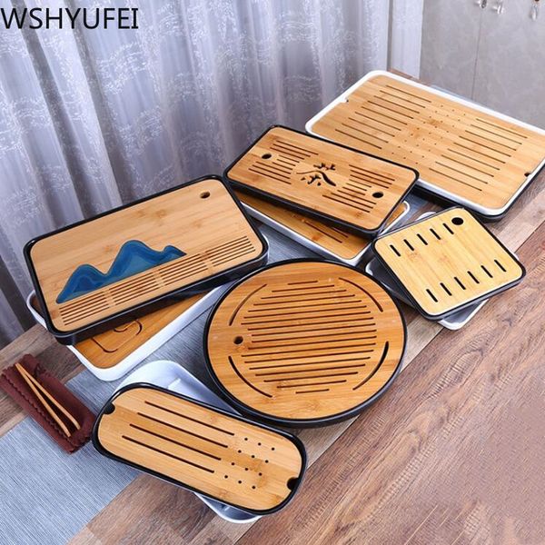 WSHYUFEI 1PC Bambus Tee Tablett Entwässerung Wasser Lagerung Trockenen blase tee tablett Zimmer Bord Tisch Chinesische Zeremonie Werkzeuge tee-Set