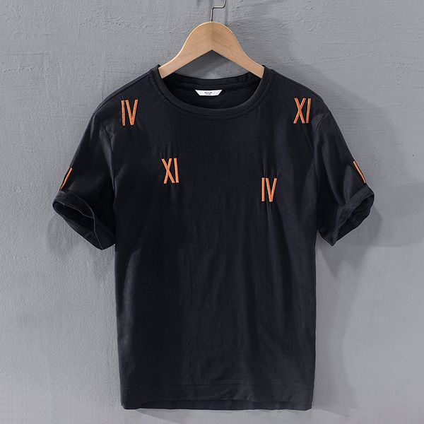 

2021 new summer emboridered black t-shirt brand casual shirts for men solid round neck t shirt mens comfortable chemise camisa 42k8, White