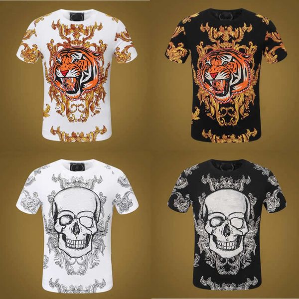 

luxury brand t shirts and polos 21ss crystal skull mens -shirt basic solid shirt fashion punk hoodies print letter, White;black
