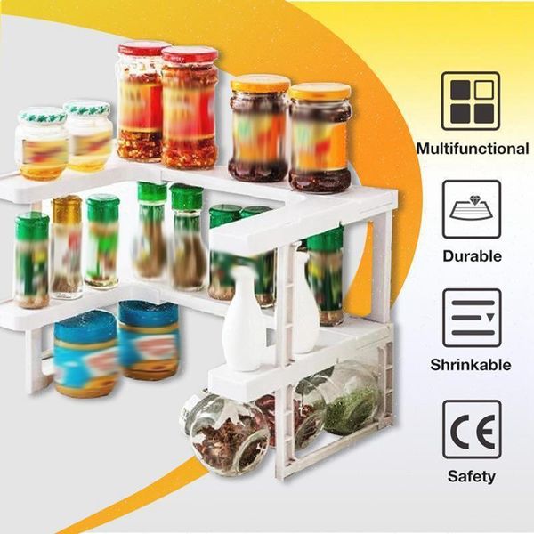 

kitchen storage & organization stackable spice shelf adjustable expandable rack cabinet shelves for pantry counterorganizer