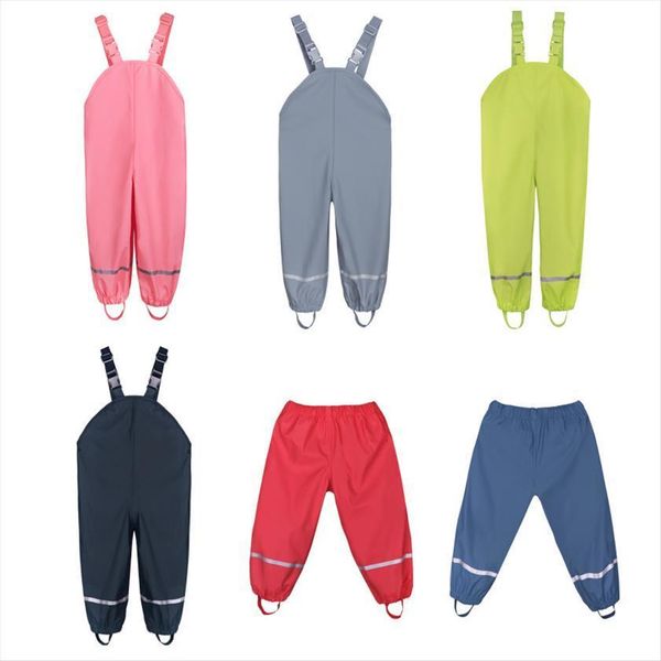 

children waterproof overalls baby boys girls trousers 1 7y kids sports ski pants outdoor rain clothes, Blue