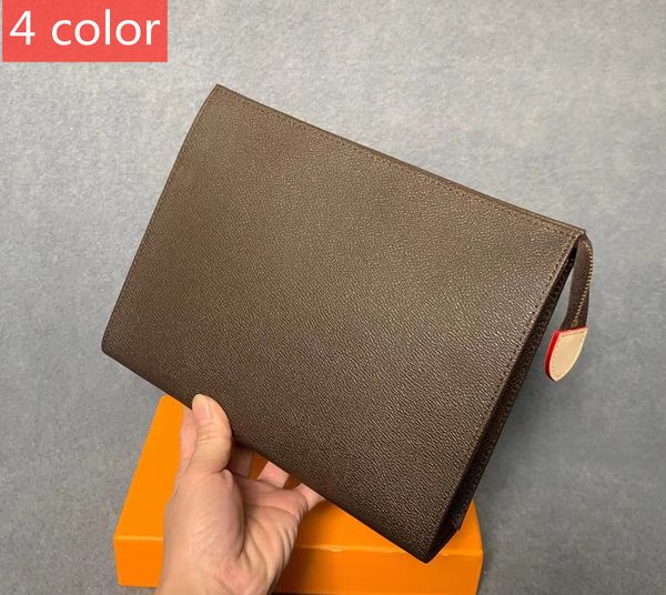 

26cm luxurys clutch bags toiletry pouch handbags purses men women leather handbag shoulder bag wallets card holder chain key pouchs n47542