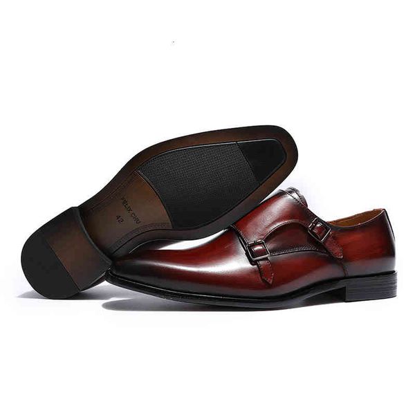 

dress shoes felix chu handmade plain toe mens oxford double buckle monk strap genuine leather burgundy black classic for men 58ip