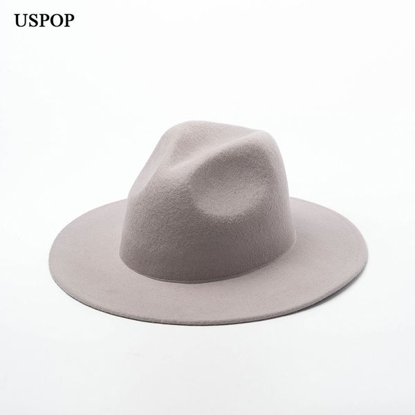 

2021 autumn new women fedoras female casual solid color jazz winter thick wool hats sc7v, Blue;gray