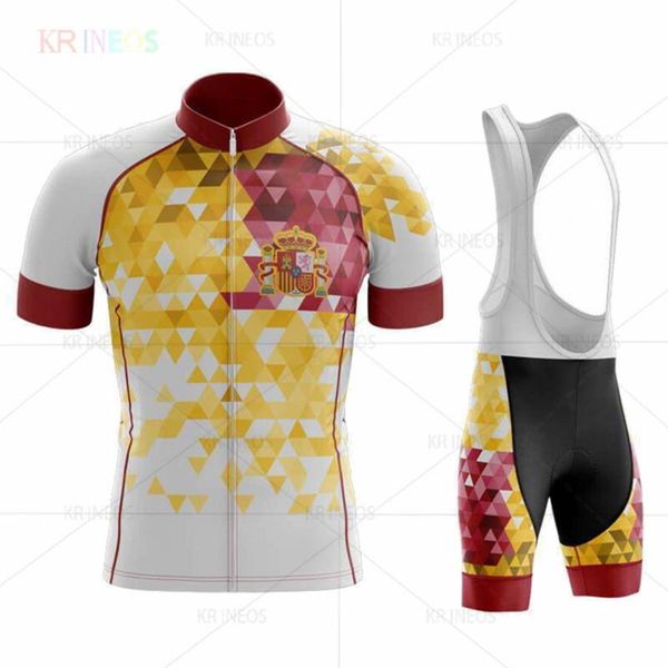 

racing sets spain 2021 pro cycling jersey set short sleeve summer men's road bib shorts clothing kits, Black;blue