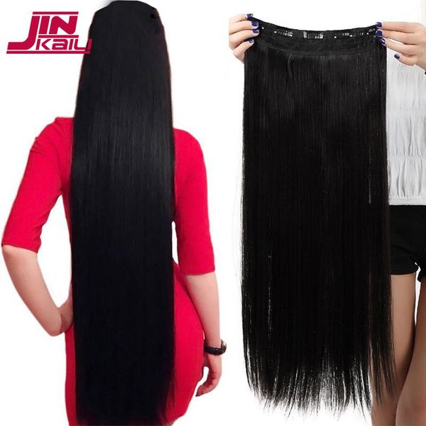 

synthetic wigs jinkaili clip in hair long straight heat resistant black brown hairpiece for women 5 wig
