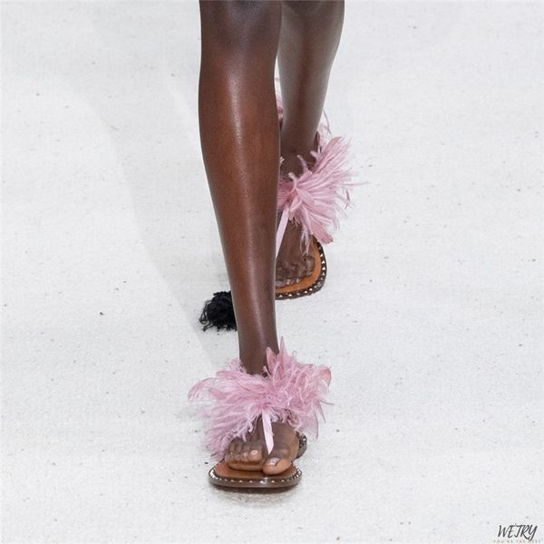 

latest faux 2020 vossenfurt slippers lady washer bear shopper indoor fur mixed shoes vogue style sandals, Black
