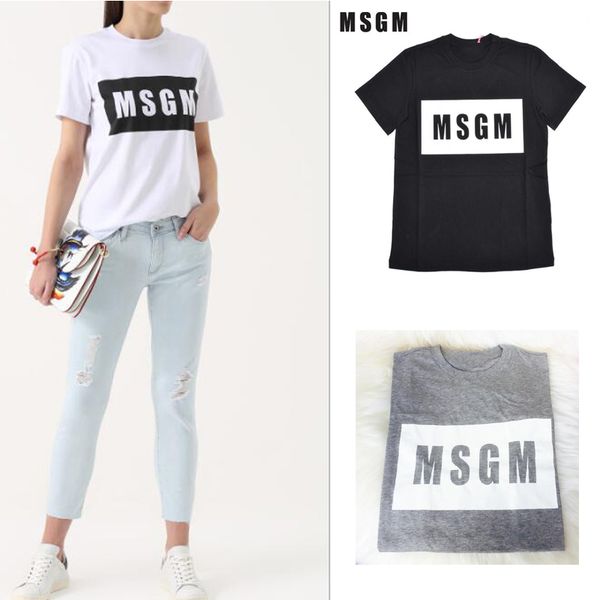 

4 color wholesale-men/women msgm t shirt summer couple brand letter printed tee casual cotton short sleeve o-neck tshirt, White